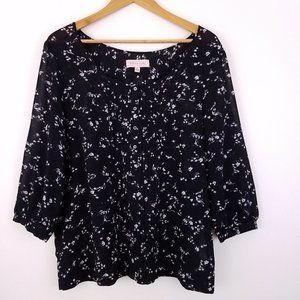 Phiosophy Scoop Neck Blouse 3/4 Sleeves Blk